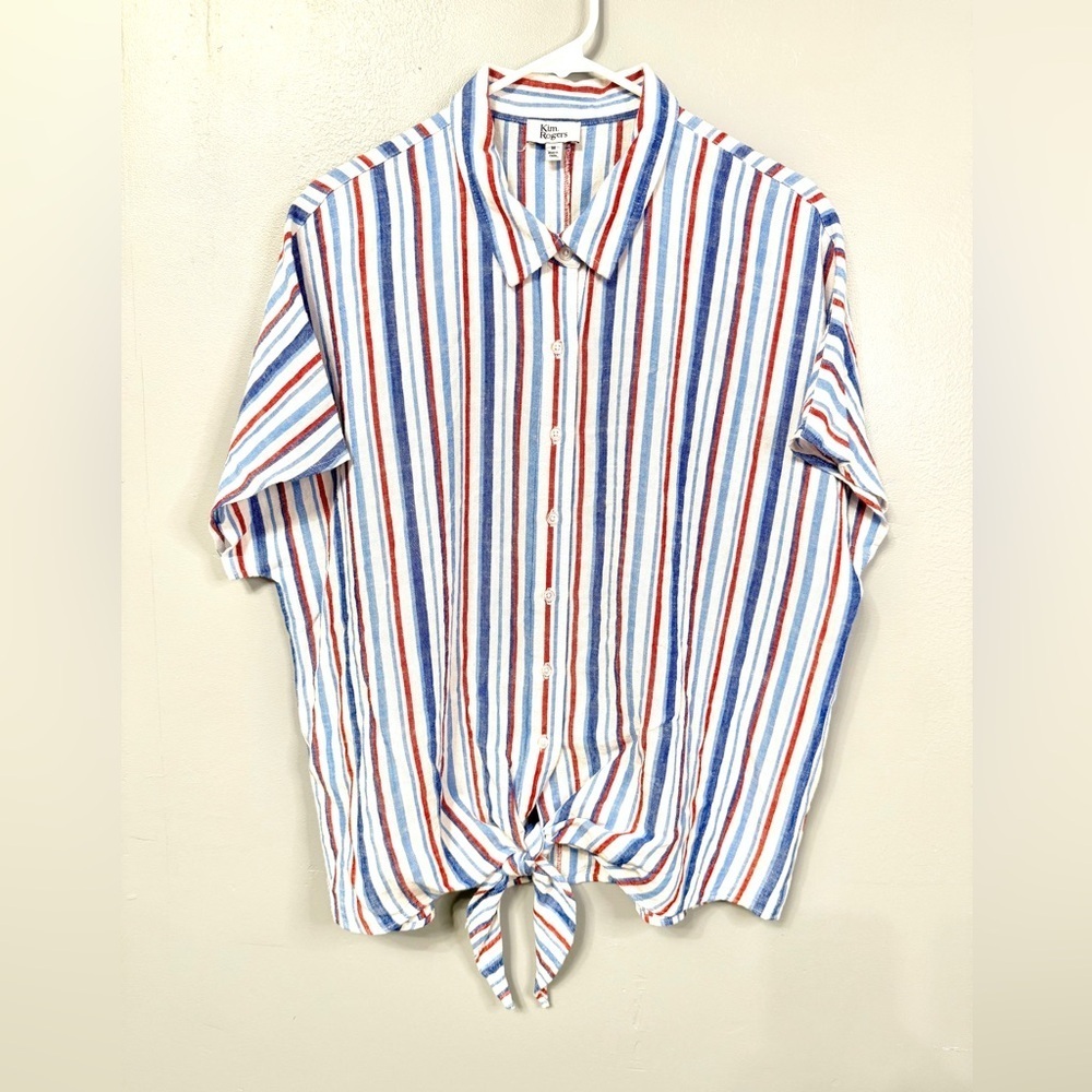 #10) New Kim Rogers Multicolor Striped Button-Down Shirt
